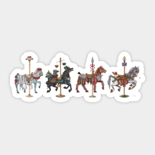 Four Carousel Horses of the Apocalypse Horizontal Sticker